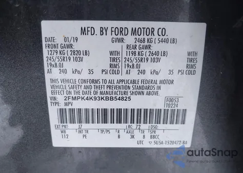 2019 Ford Edge Titanium from USA, damaged, VIN 2FMPK4K93KBB54825